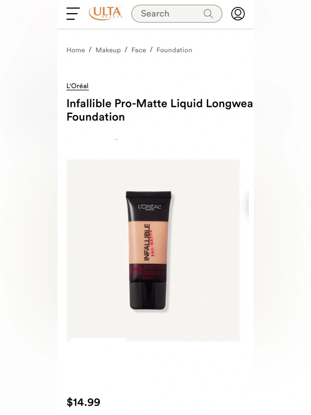 L'Oréal Infallible Pro-Matte Liquid Foundation - Caramel Beige
